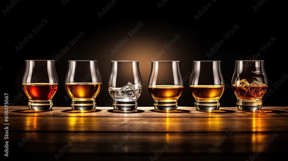 glasses with whiskey on the background - Generative AI technology glasses with whiskey on the background - Generative AI technology
