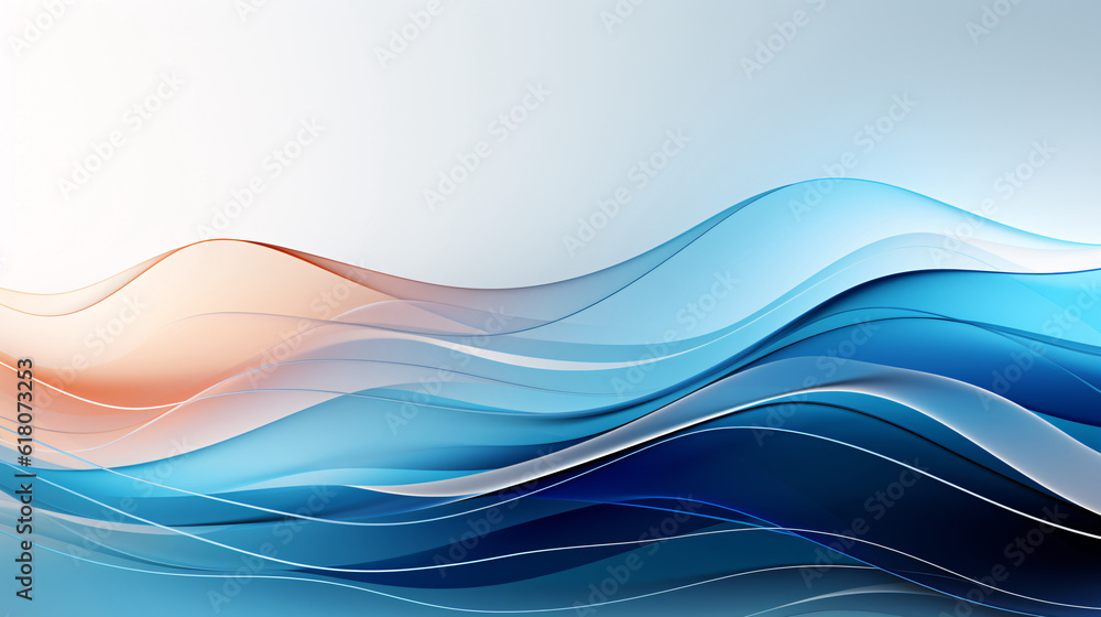 Obraz premium Undulating wave graph in tech style, abstract blue wave data flow concept.