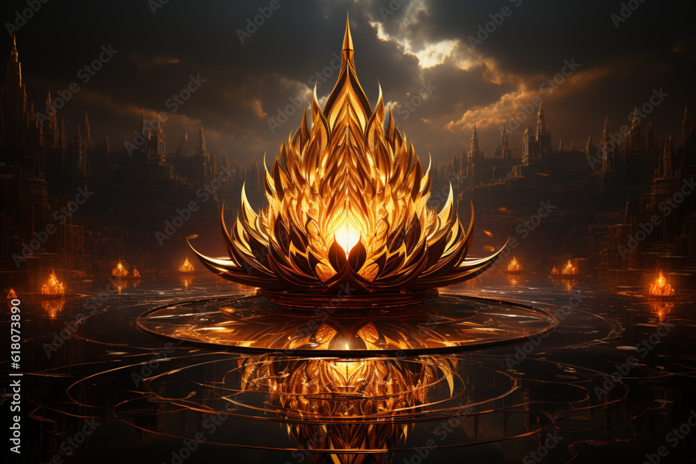 An abstract digital artwork of the Golden Temple, featuring intricate ...