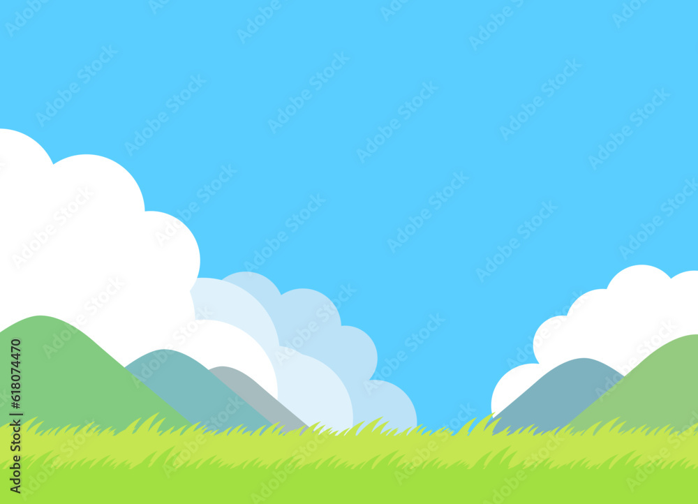 爽やかでシンプルな青空と入道雲の初夏の景色
