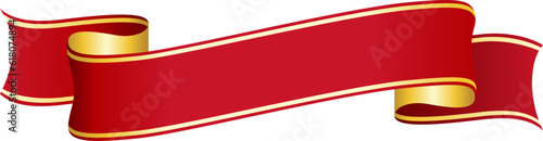 red ribbon banner design material