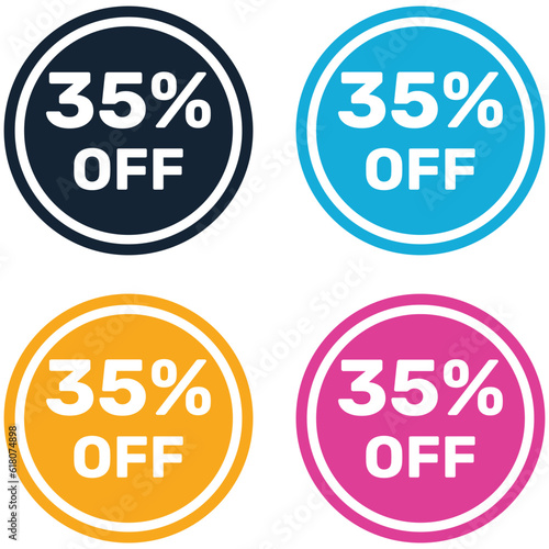 35% Off Promotion Text Stickers Vector Design Banner.