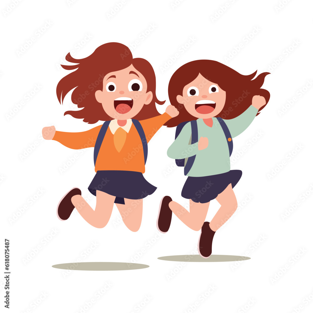 two school friends dancing together to celebrate friendship day using vector illustration art happy friendship day two school friends dancing together to celebrate friendship day using vector illustration art happy friendship day