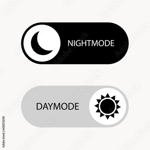 Day and Night Mode Switcher. On Off Switch Element for Mobile App, Web Design, Animation. Light and Dark