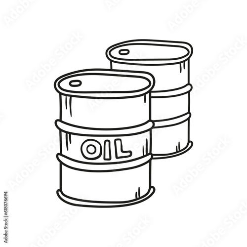 Oil barrel vector cartoon icon hand drawn in doodle style.