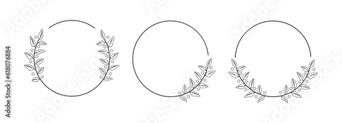Set black silhouette circular laurel. Silhouette laurel wreath. Vector black laurels set