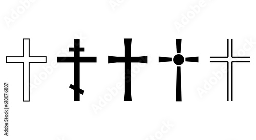 Cross symbol. Christian cross icon collection. Vector 