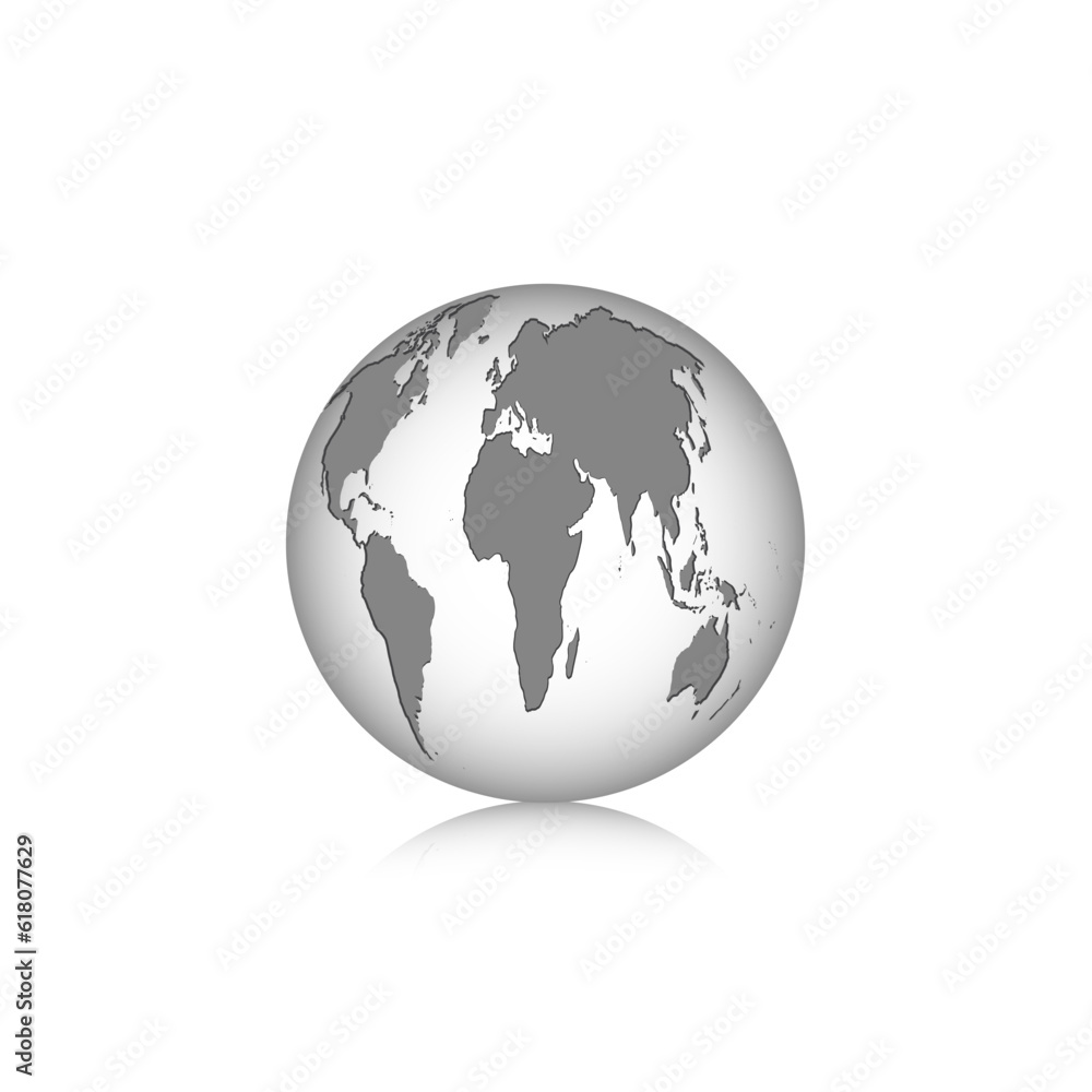 globe icon. Earth hemisphere with continents. vector map of the world. globe icon. Earth hemisphere with continents. vector map of the world.