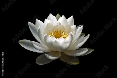 Symbol of Purity. Closeup of Fresh White Lotus Flower on Black Background