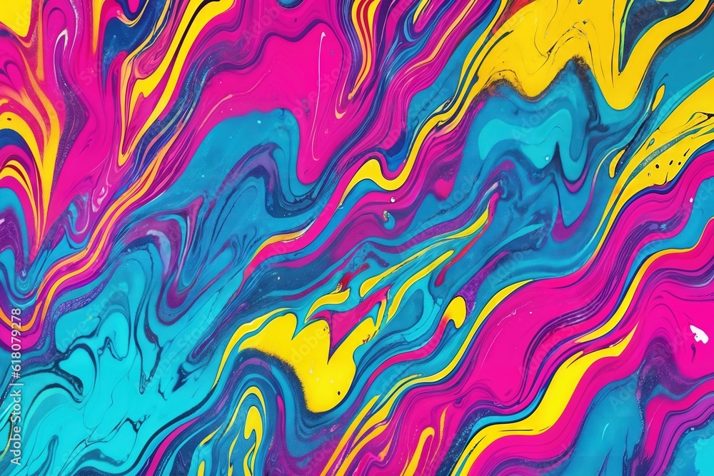 Liquid paints stains, fluid art abstract background. Ai generative