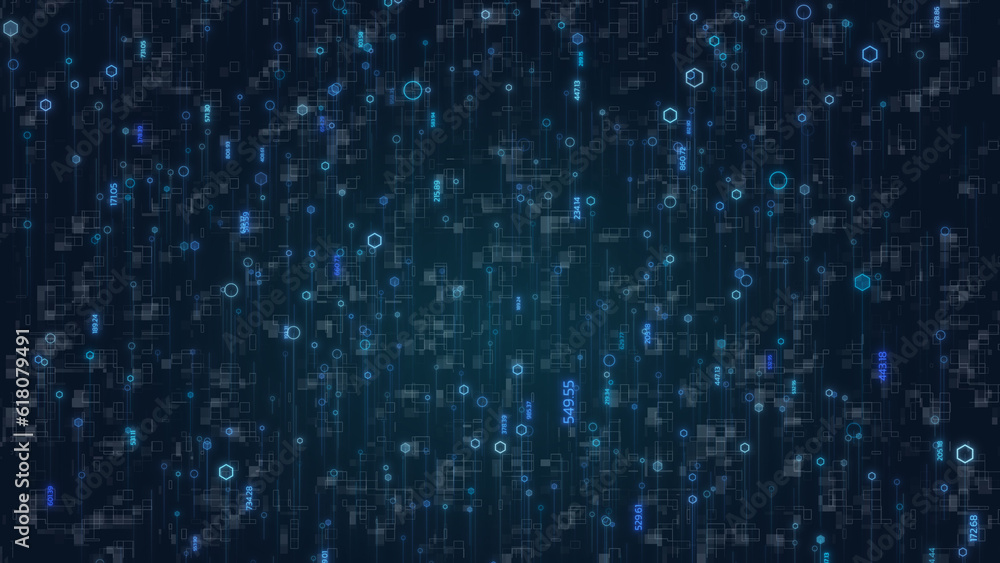 Obraz premium Futuristic Technology, Blue Digital Coding for Data Analysis and Innovation, Unlocking the Future