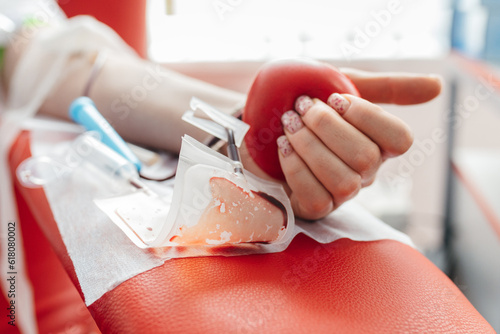 Donating blood at a medical center