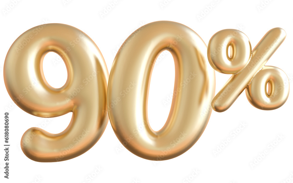 90 Percent Off Numbers Gold 3D Discount 90 Percent Off Numbers Gold 3D Discount