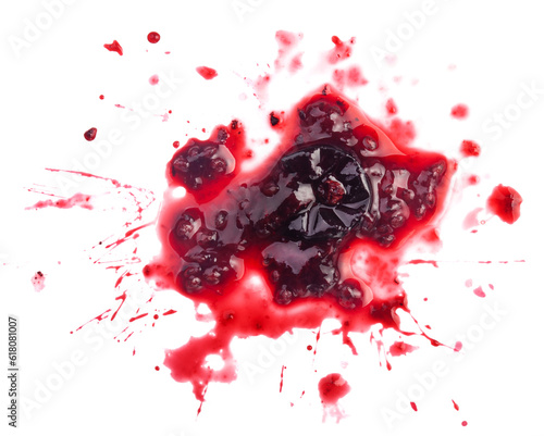 Smashed black currant berries isolated on white background