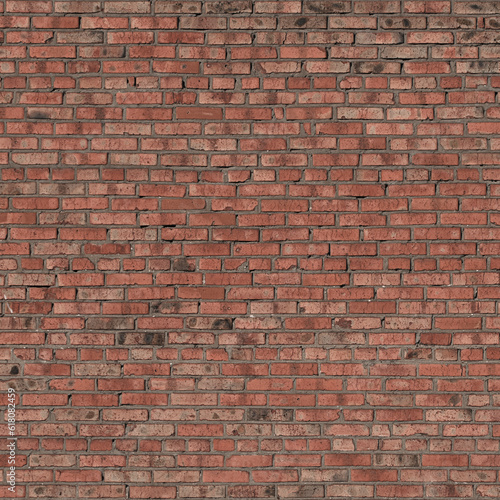 Grunge old red brick wall background with copy space. Wall texture close up.