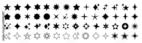 Black star icon collection. Set of black star icons. Stars icon collection