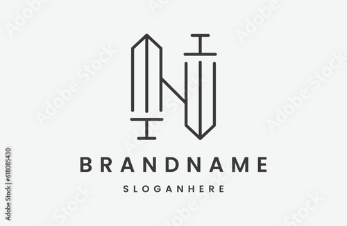 Letter h sword abstract logo template vector illustration design