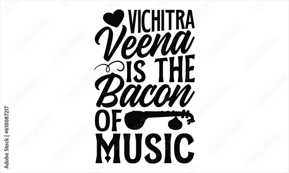 Vector illustration with a quote about the musical instrument veena