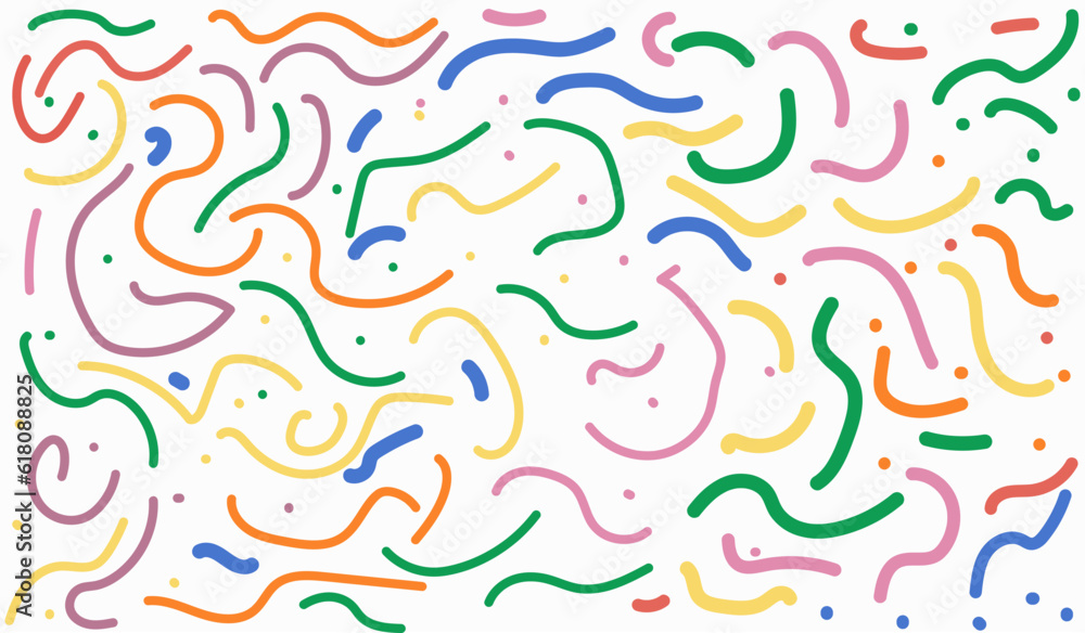fun colorful line doodle background.