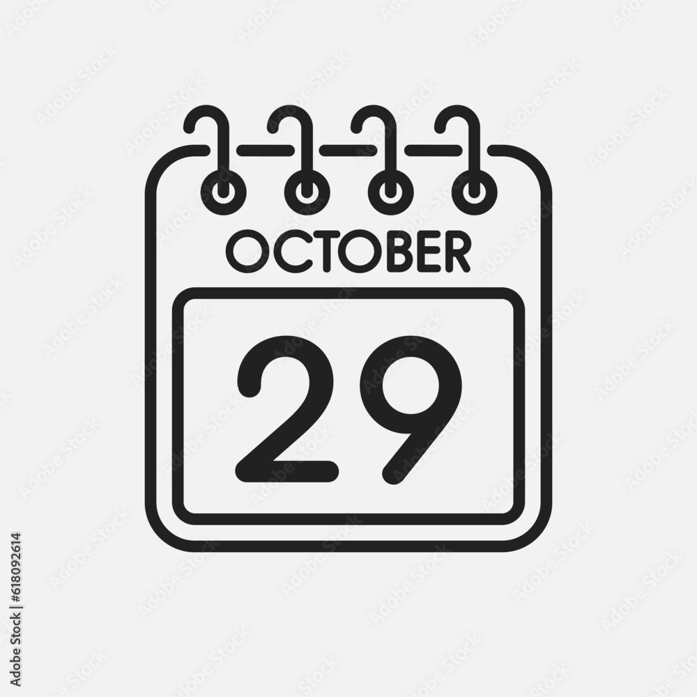 Icon page calendar day - 29 October Icon page calendar day - 29 October