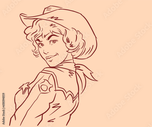 cowgirl in hat vector for card decoration illustration