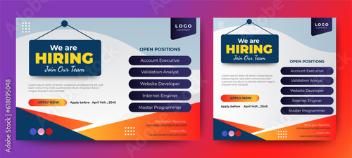 Creative social media post feed design. We are hiring banner, poster, announcement job for company. vector