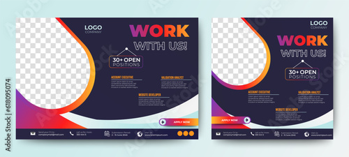 Creative social media post feed design. We are hiring banner, poster, announcement job for company. vector