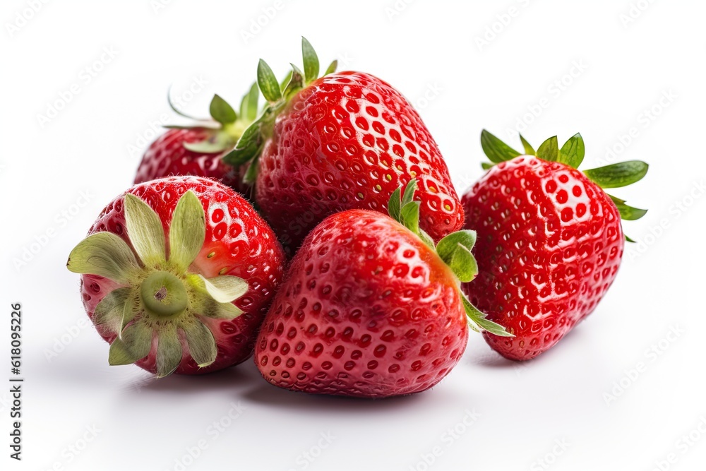 Group of Fresh Strawberries on White background Isolated Group of Fresh Strawberries on White background Isolated