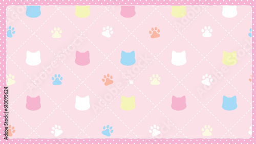 猫柄のアーガイルの背景素材　ピンク
