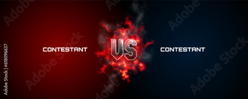 Versus banner with fire and sparks. Sport battle template. Vector illustration.