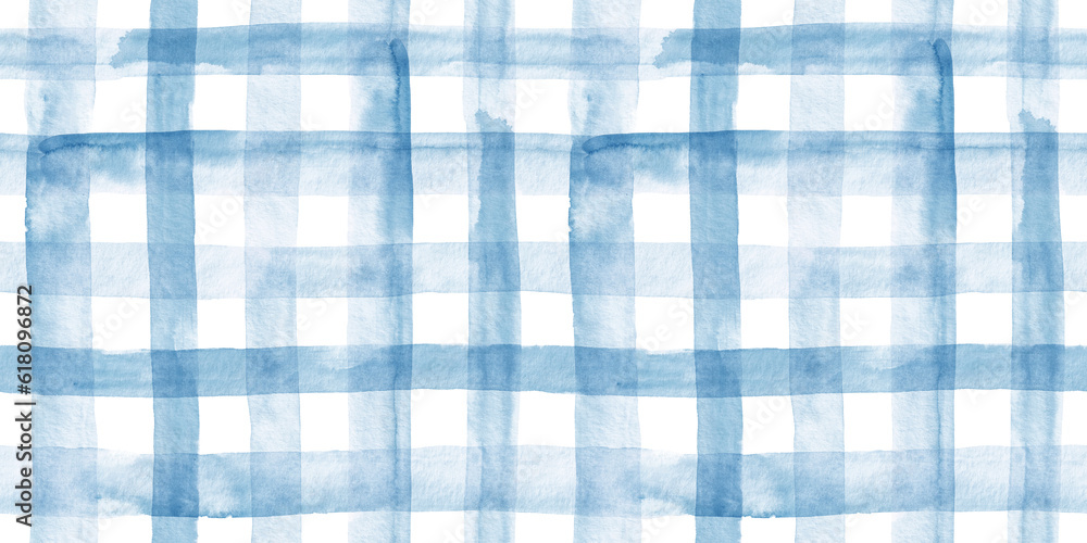 custom made wallpaper toronto digitalWatercolor plaid in blue. Seamless pattern. 