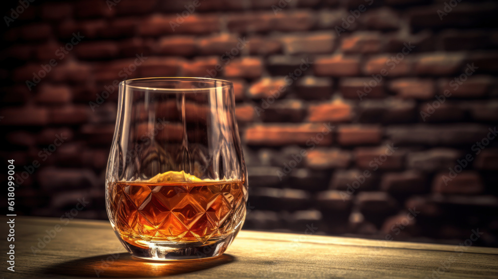 A Glass of Whiskey on a Rustic Wooden Table A Glass of Whiskey on a Rustic Wooden Table