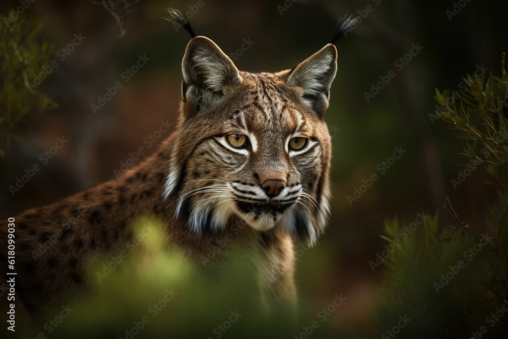 Fototapeta premium AI generated illustration of beautiful wild lynx in its natural habitat