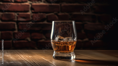 A Glass of Whiskey on a Rustic Wooden Table