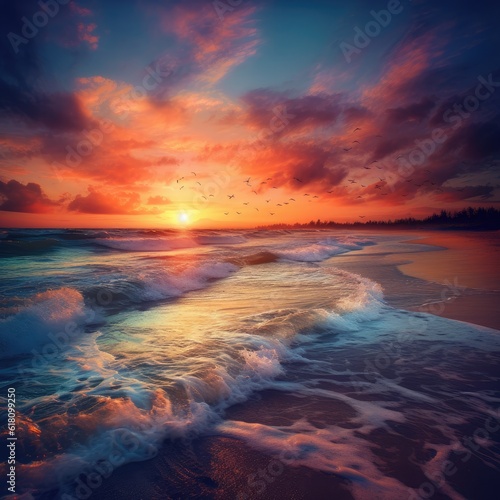 sunset on the beach © Dinaaf