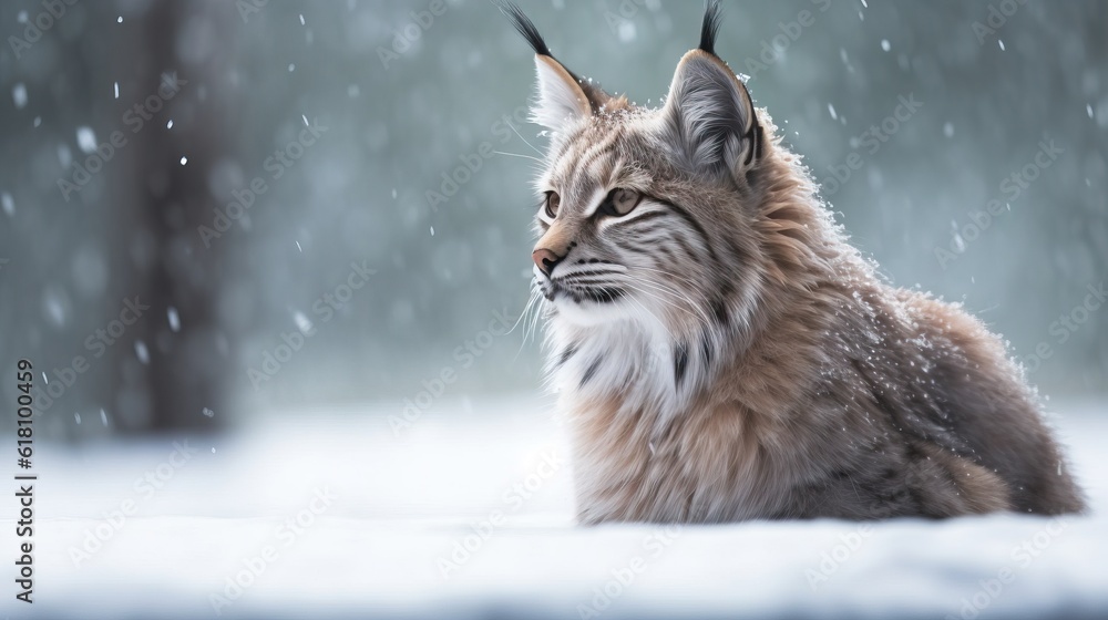 a cat sitting in the snow with its eyes closed and it's head turned to the side. generative ai a cat sitting in the snow with its eyes closed and it's head turned to the side. generative ai