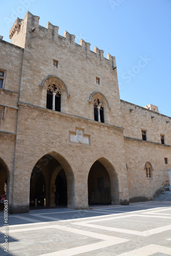 the Palace of Grand Master on the greek island Rhodes with arched doors no people © Irina