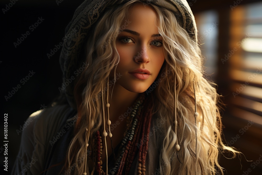 Illustration of a fashion portrait, AI Generated Illustration of a fashion portrait, AI Generated