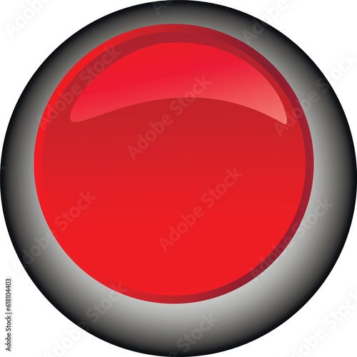 Vector 3D image of a red button on a white background. Used for websites and icons