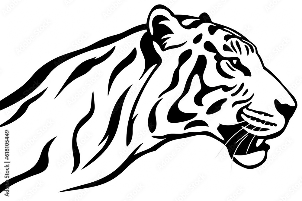 A Tiger black and white illustration