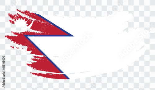 Grunge brush stroke with NEPAL national flag. Watercolor painting flag,poster, banner of the national flag. Style watercolor drawing. Vector isolated on transparent background.