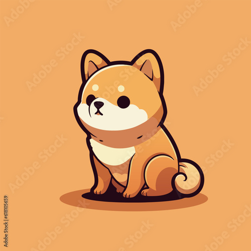 Vector Illustration of a cartoon dog on an orange background