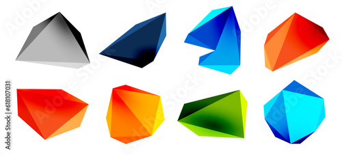 3d low poly triangle design elements