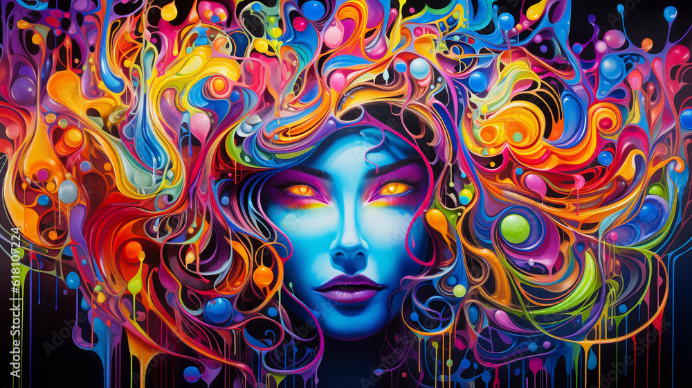 Colorful Vibrant Girl Abstract Background