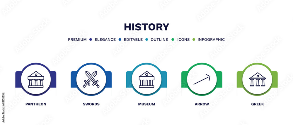 set of history thin line icons. history outline icons with infographic template. linear icons such as pantheon, swords, museum, arrow, greek vector. set of history thin line icons. history outline icons with infographic template. linear icons such as pantheon, swords, museum, arrow, greek vector.