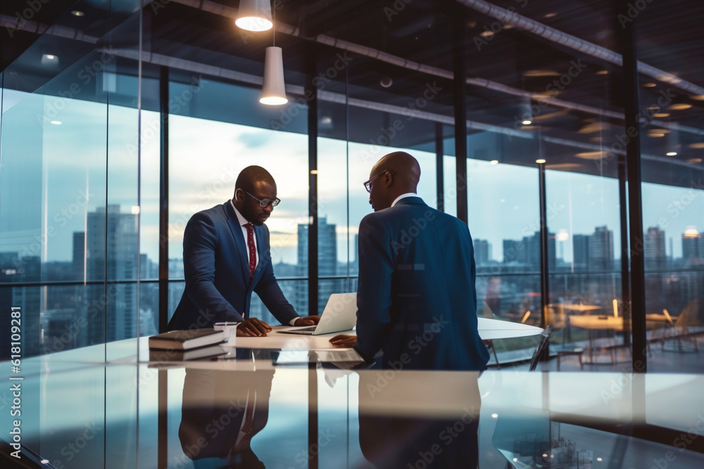 couple businessmen working in office together couple businessmen working in office together
