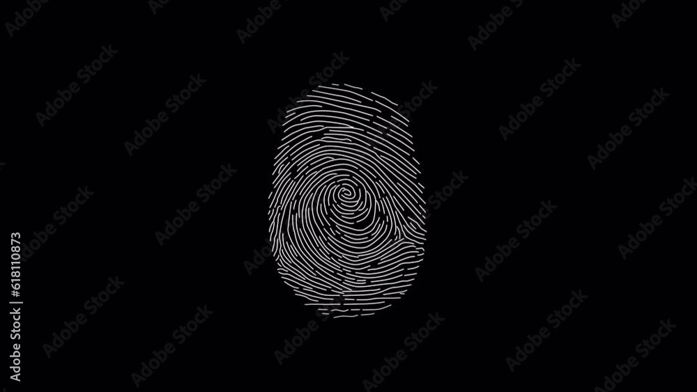 Slowly appearing Fingerprint animation on a black background, with an alpha channel.