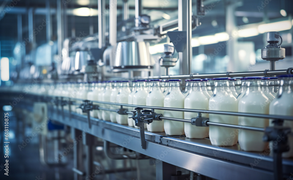 Milk Factory filling Milk Bottles Milk Factory filling Milk Bottles