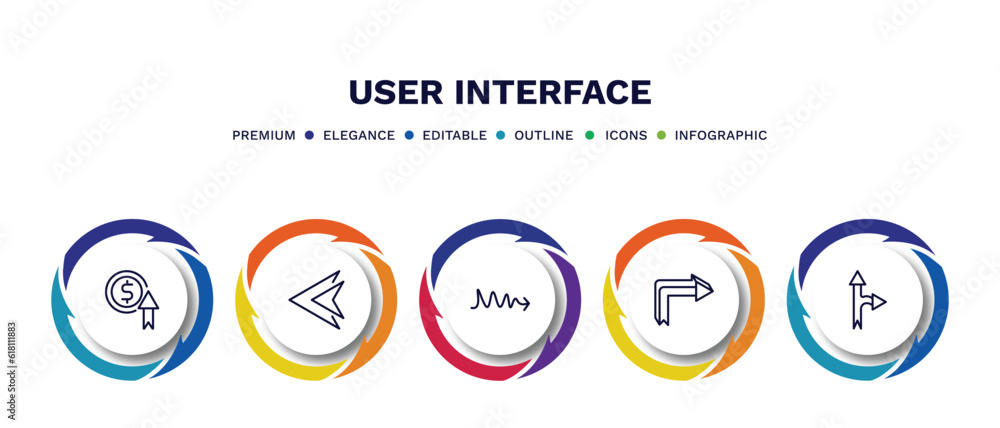 set of user interface thin line icons. user interface outline icons with infographic template. linear icons such as improve incomes, arrowheads, scribble right arrow, 3d turn right arrow, detour set of user interface thin line icons. user interface outline icons with infographic template. linear icons such as improve incomes, arrowheads, scribble right arrow, 3d turn right arrow, detour