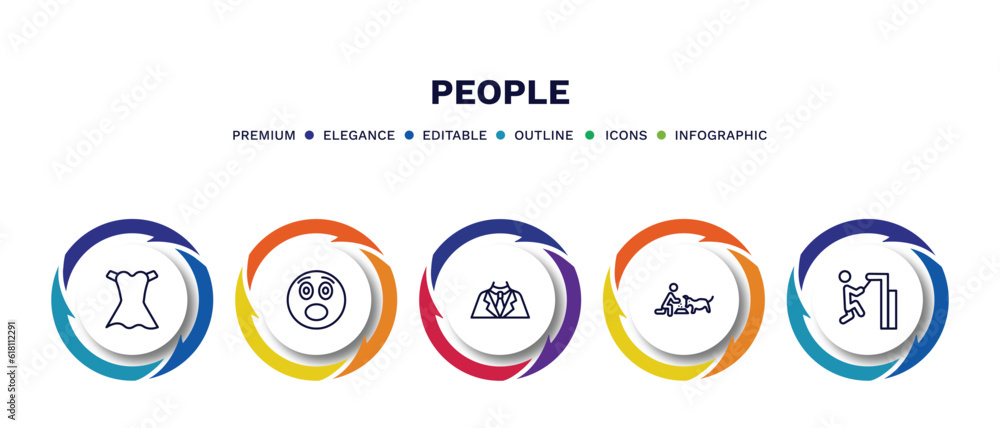 set of people thin line icons. people outline icons with infographic template. linear icons such as women dress, surprised smile, business suit, feeding a dog, helping other to jump vector. set of people thin line icons. people outline icons with infographic template. linear icons such as women dress, surprised smile, business suit, feeding a dog, helping other to jump vector.